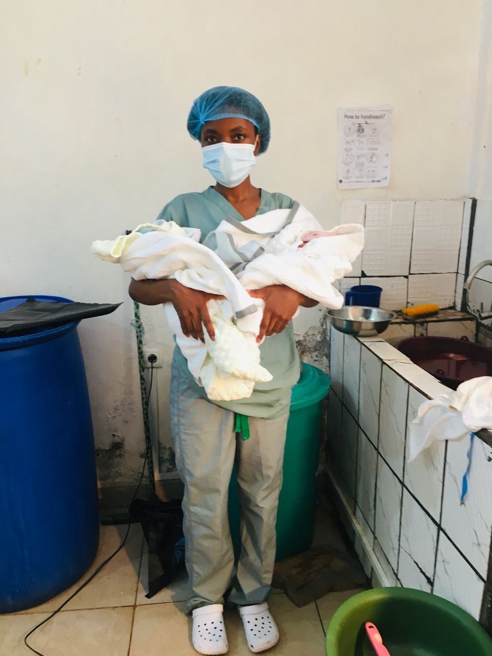 Student midwives receiving practical maternal and newborn healthcare training